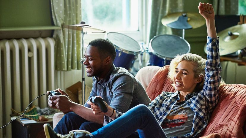 Couple playing video games