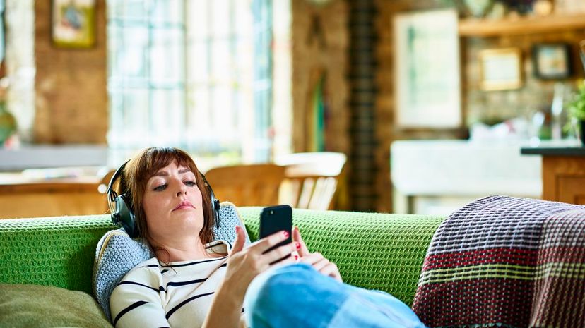 Woman relaxing on sofa