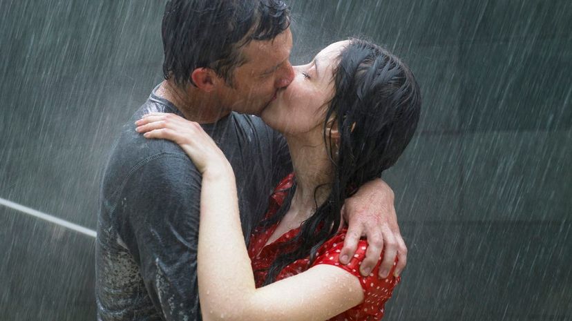 Couple Kiss Rain