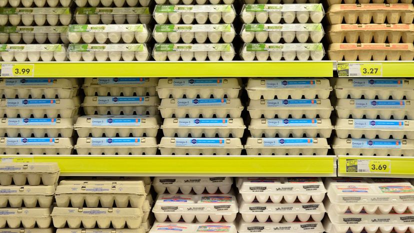 Eggs on grocery shelf