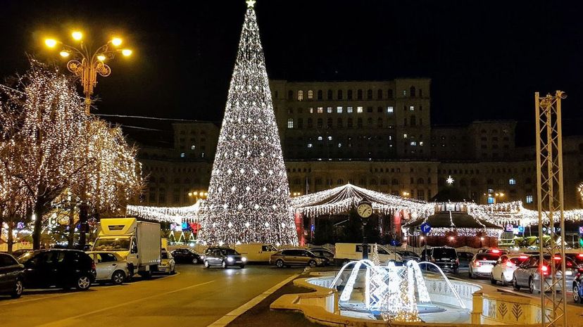 Christmas tree in Constitution Square, Bucharest, Romania