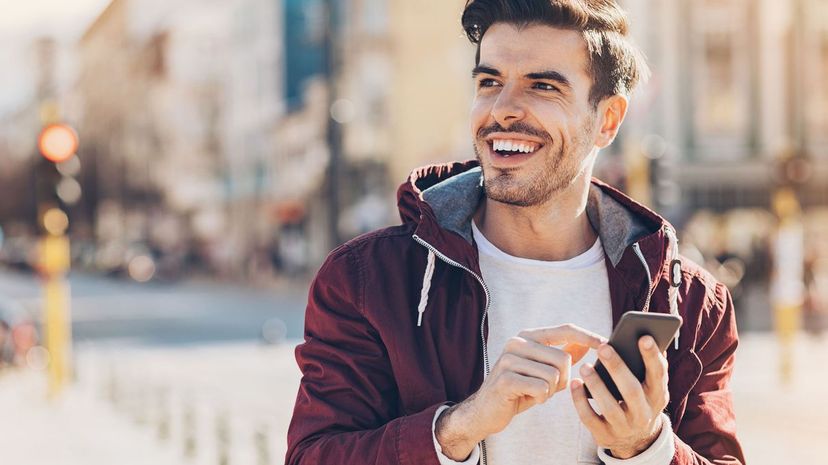 Man happy with smartphone