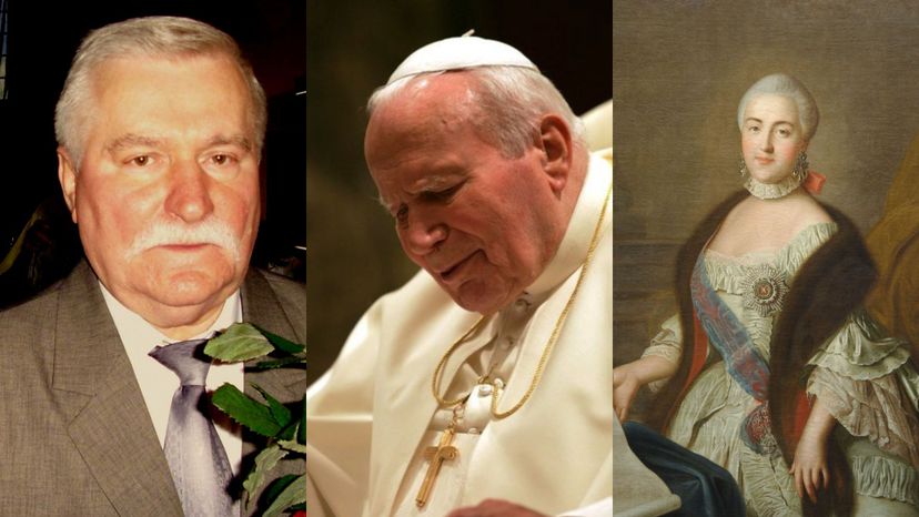 Lech Walesa, Pope John Paul II, and Catherine the Great