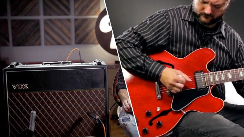 03_Vox AC30 amps and custom Gibson semi-acoustics