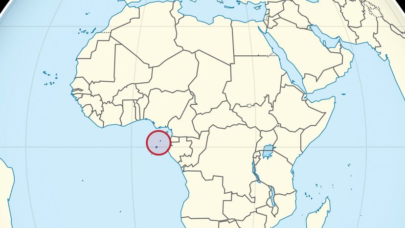 Sao Tome and Principe on the globe (Africa centered). 