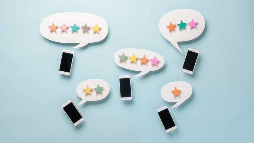 Chat Bubbles with stars and smart phones