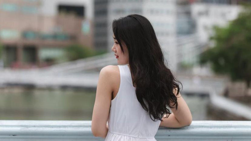 Woman on bridge