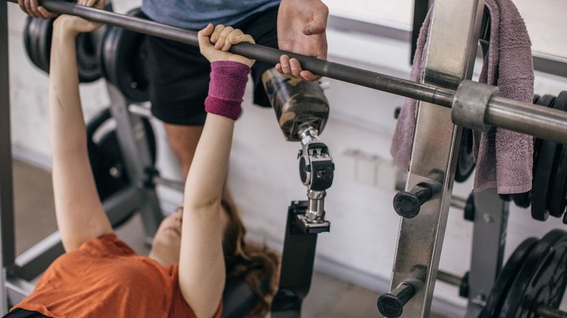 Woman bench pressing