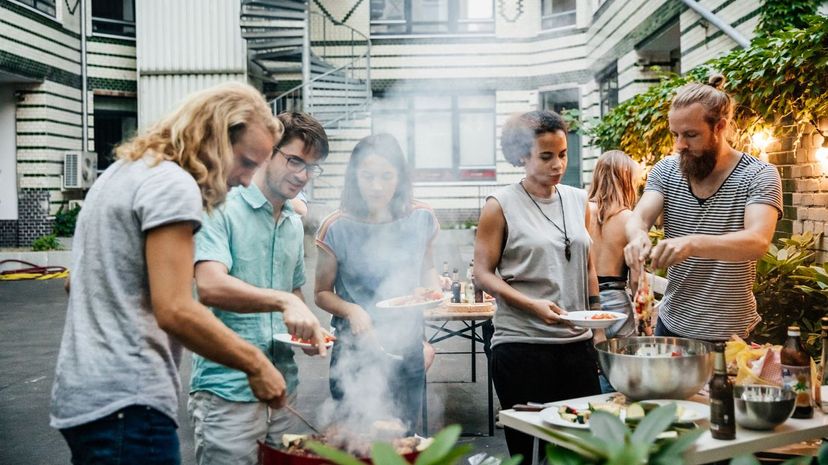 Friends at barbecue party