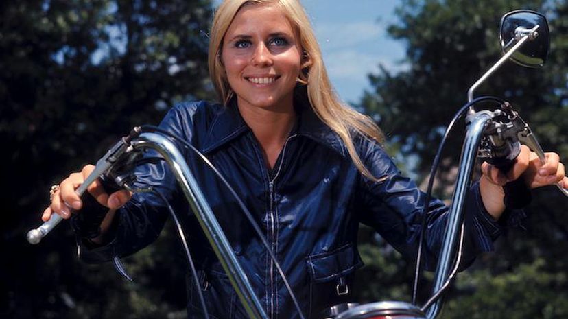 1970s woman on motorcycle