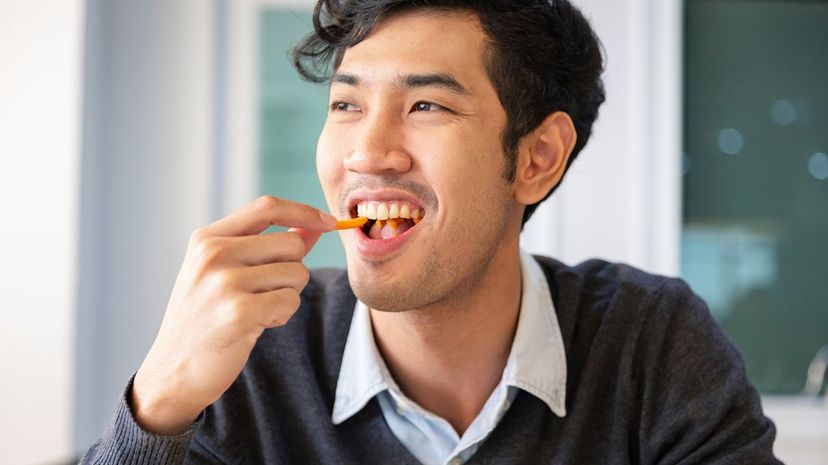 Student eating snacks