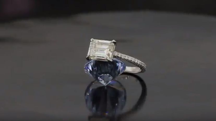 Kate Beckinsale - Emerald-Cut Diamond with Micro-Pave Band