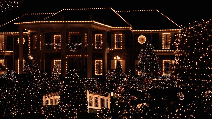 Christmas lights on house