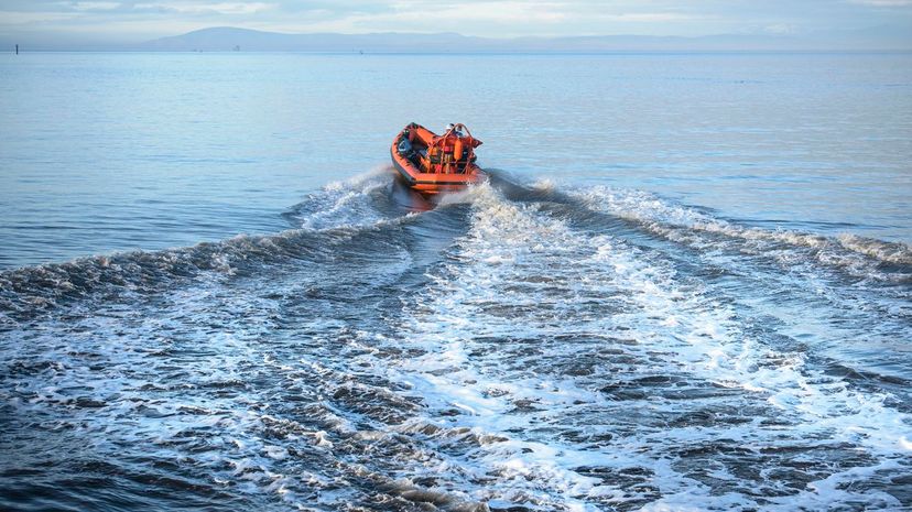Rescue boat training at nautical training facility