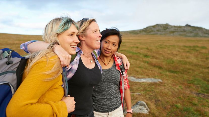 Female friends hiking