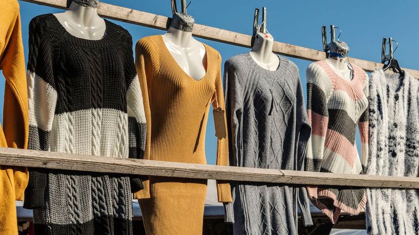 Mannequins dressed in women sweaters