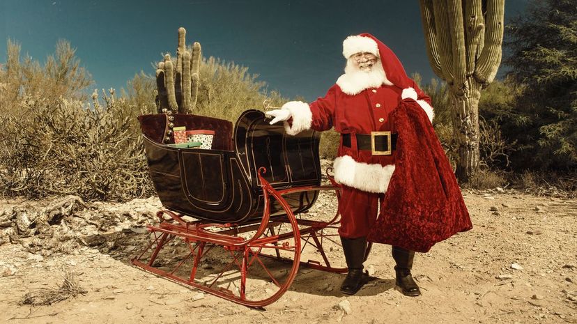 Santa's sleigh in a desert