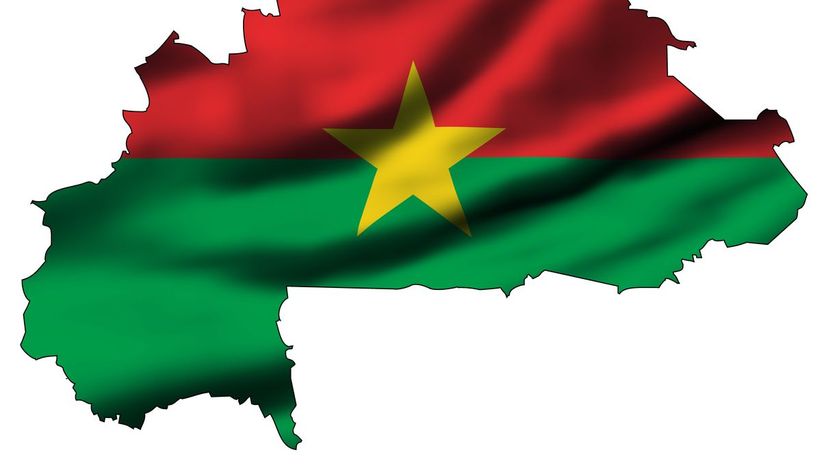 Burkina Faso Outline with Flag