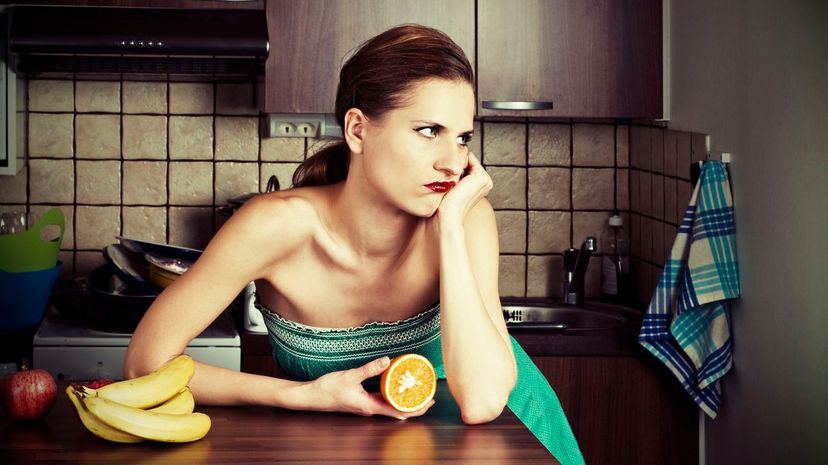 Woman unhappy with orange