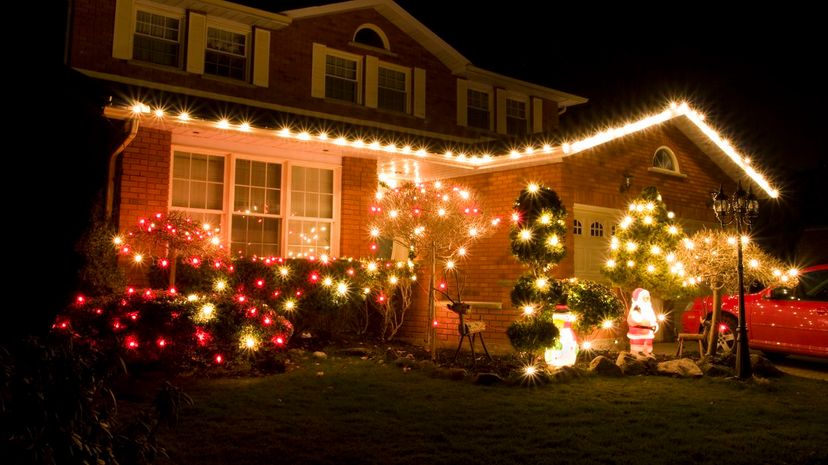 Christmas lights on House