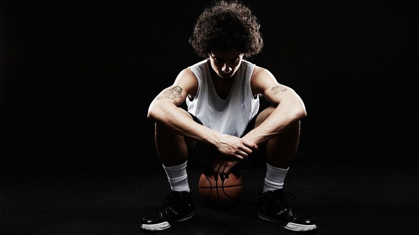 Tired basketball player