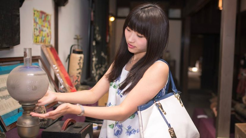 Woman antique shopping