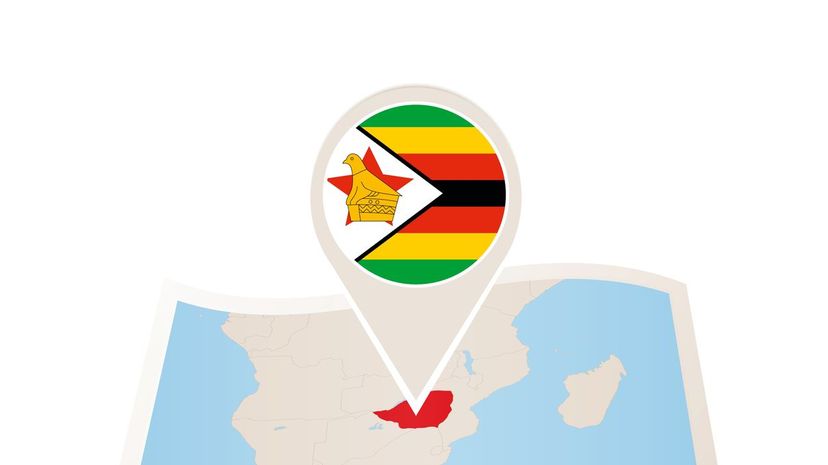 Zimbabwe map and flag