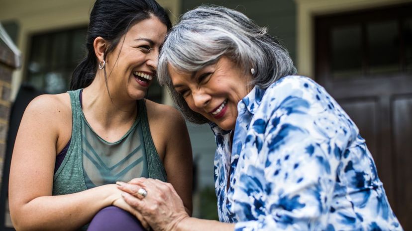 Mom and daughter cracking up