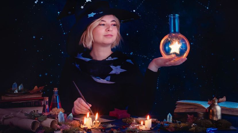 Witch with star in bottle