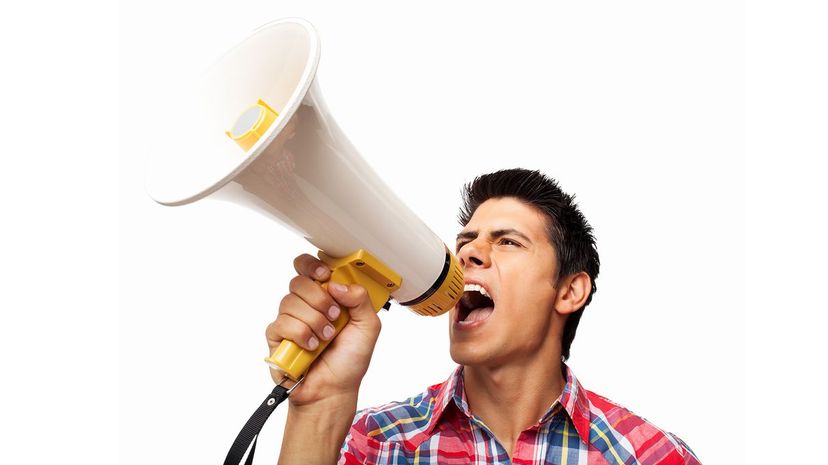 8 Man yelling megaphone