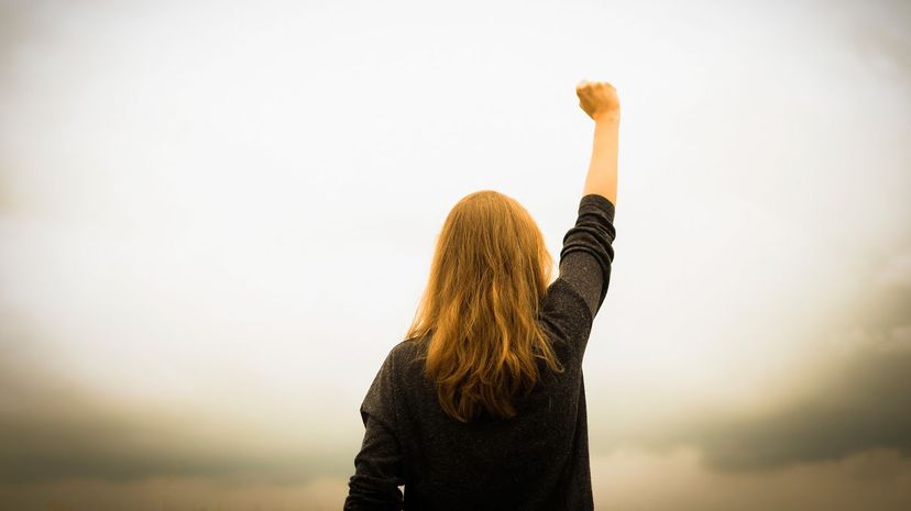 Woman with fist in the air