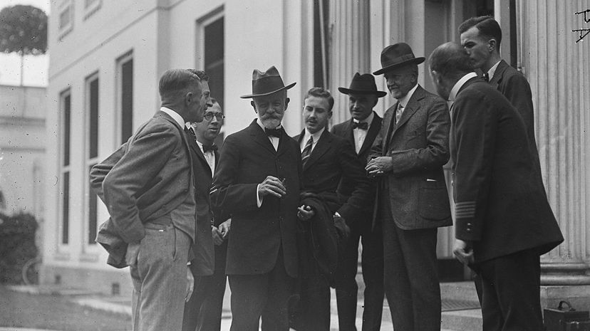 Henry Cabot Lodge and group outside White House