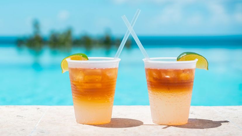 Poolside drinks at a tropical resort