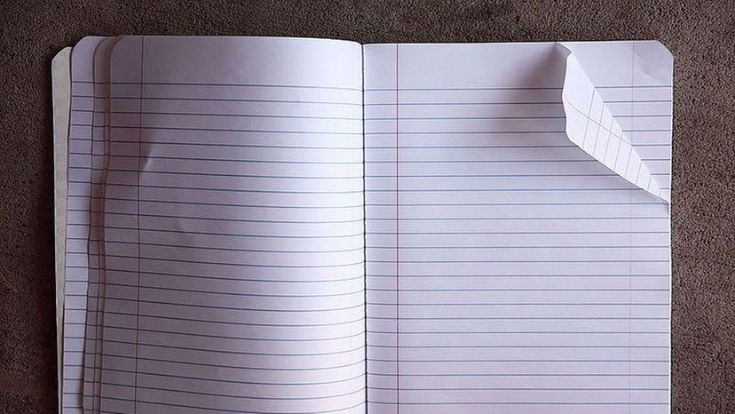 Blank pages of a lined notebook