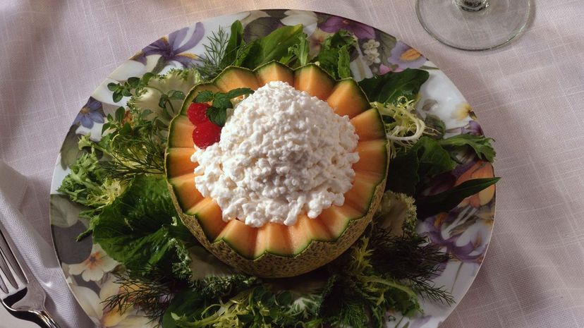 Question 16 - cantaloupe loaded with cottage cheese