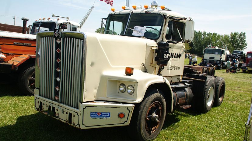 What make of semi truck is shown in the image?