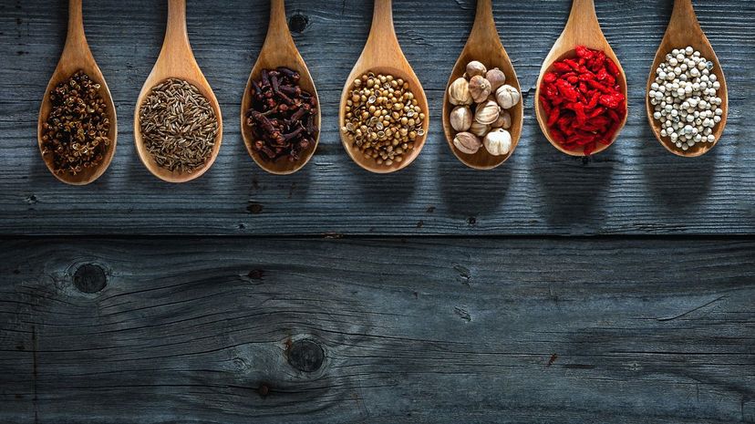 Spices on spoons