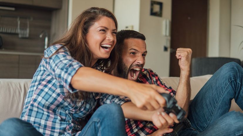 Young Couple Playing Video Games