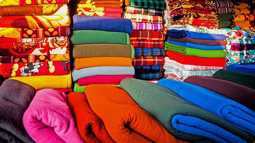 Many colorful blankets
