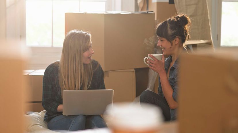 Two women in new apartment