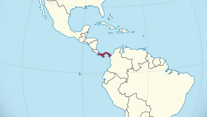 Panama on the globe (Americas centered). 