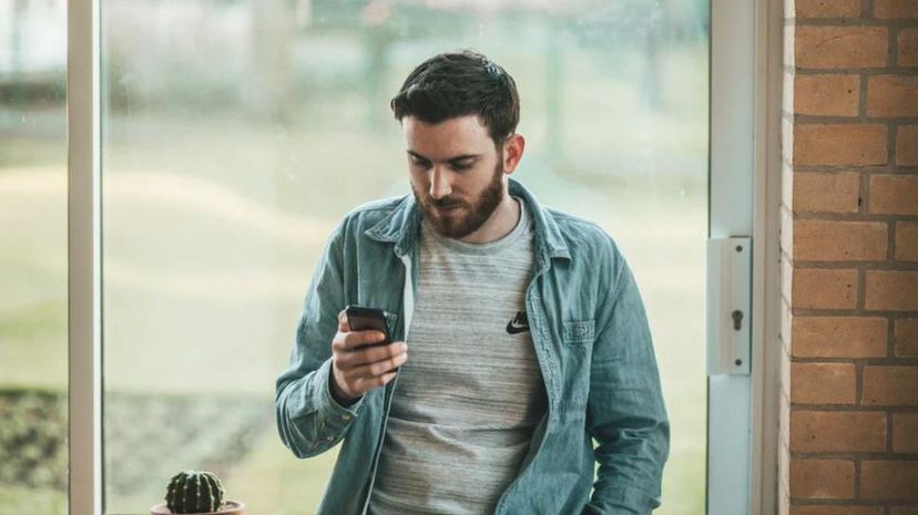 Man using smartphone