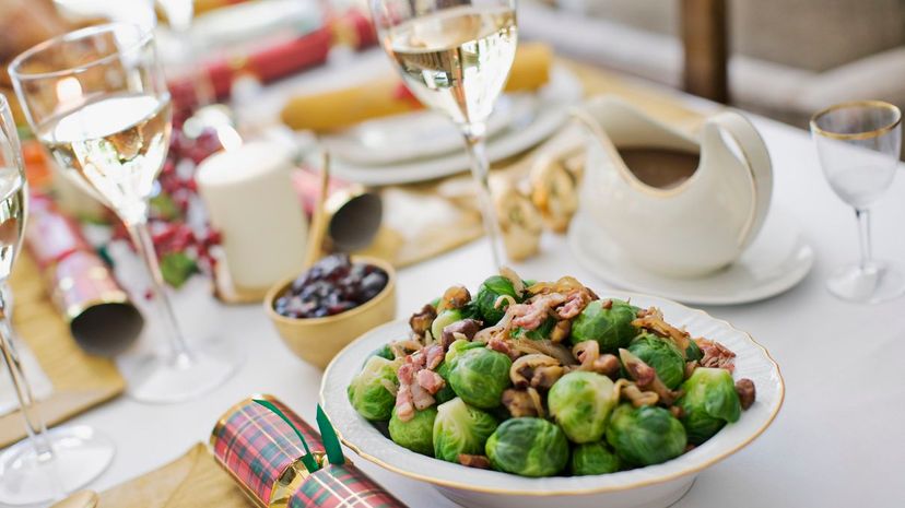Brussel sprouts on Christmas table
