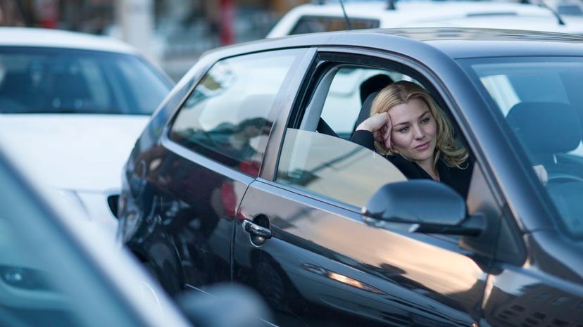 Woman Commuting Car