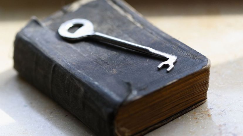 A key lying on old book