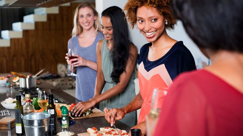 Female friends dinner party