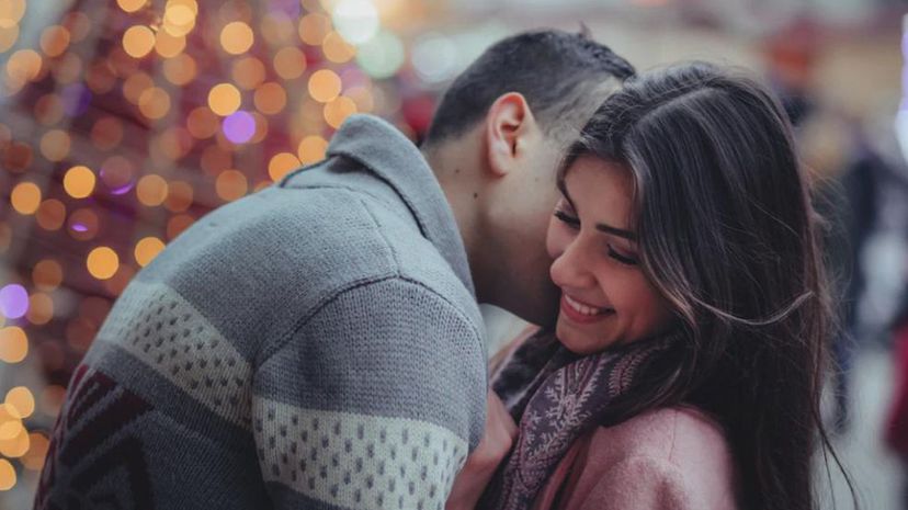 Couple cheek kiss