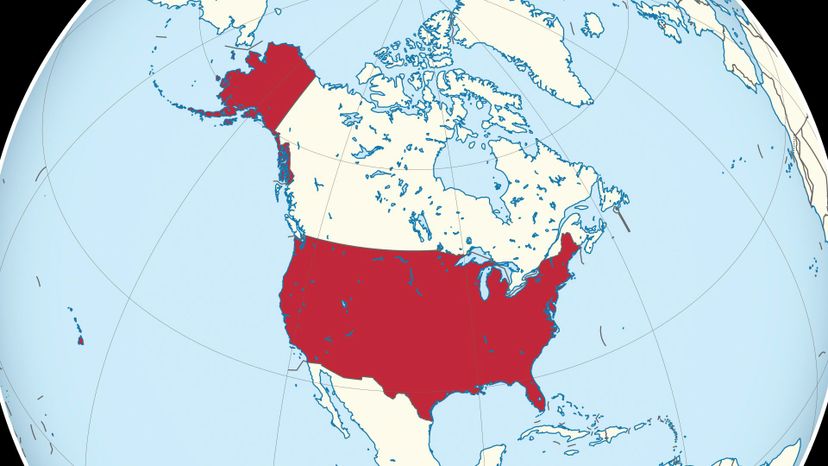 United States on the globe (United States centered). 