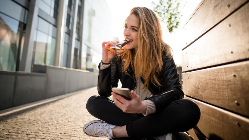 Girl eating snack