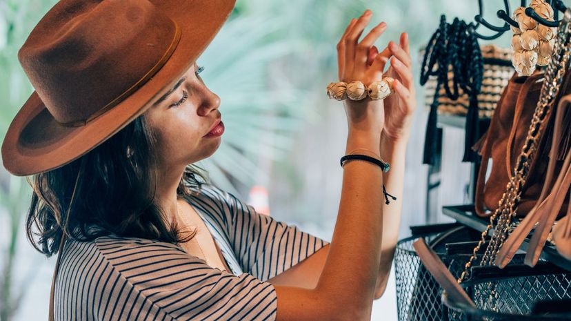 Woman Trying on Bracelet